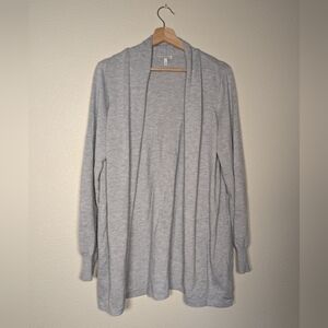 Ella Moss Gray Cardigan Sweater with Open Front Design